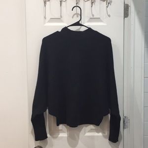 Zara Black Charcoal Mock Neck Batwing Sweater Top